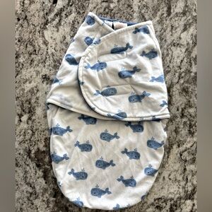 Hudson Baby Infant Boy Plush Swaddle Wrap, Whale, 0-3 Months